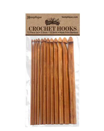 12-Piece Bamboo Crochet Hook Set
