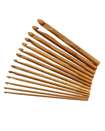 12-Piece Bamboo Crochet Hook Set