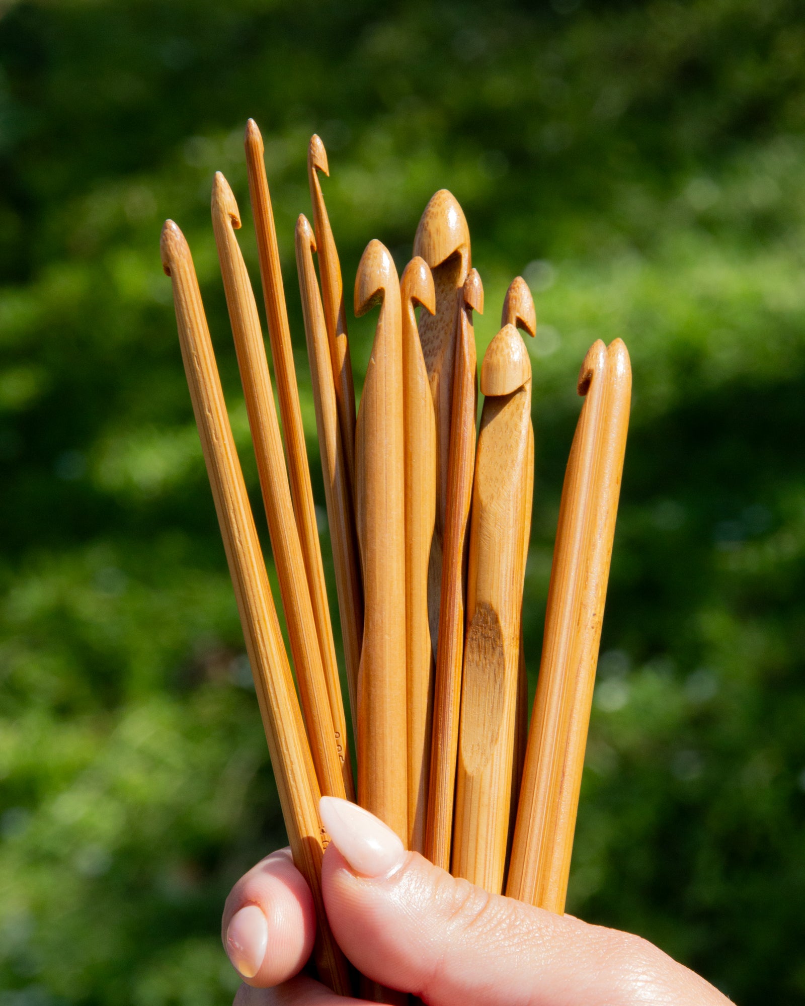 12-Piece Bamboo Crochet Hook Set