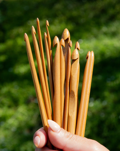 12-Piece Bamboo Crochet Hook Set