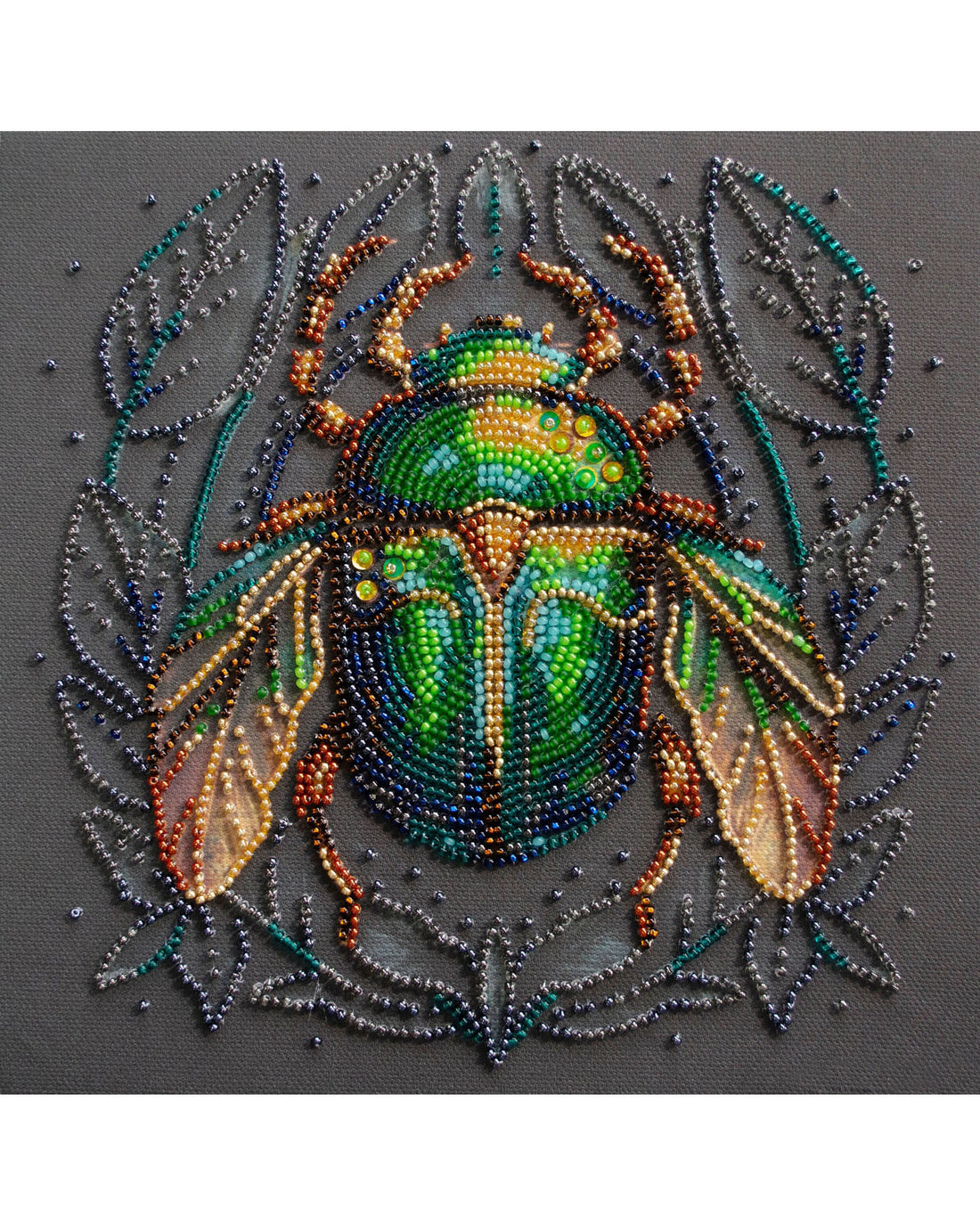 Bead Embroidery Kit - Emerald Beetle