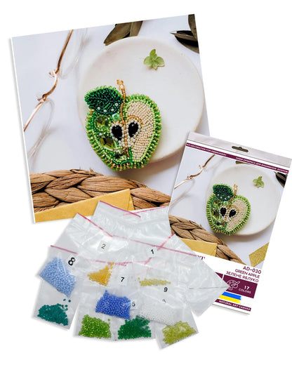 Mini Bead Embroidery Kit - Green Apple