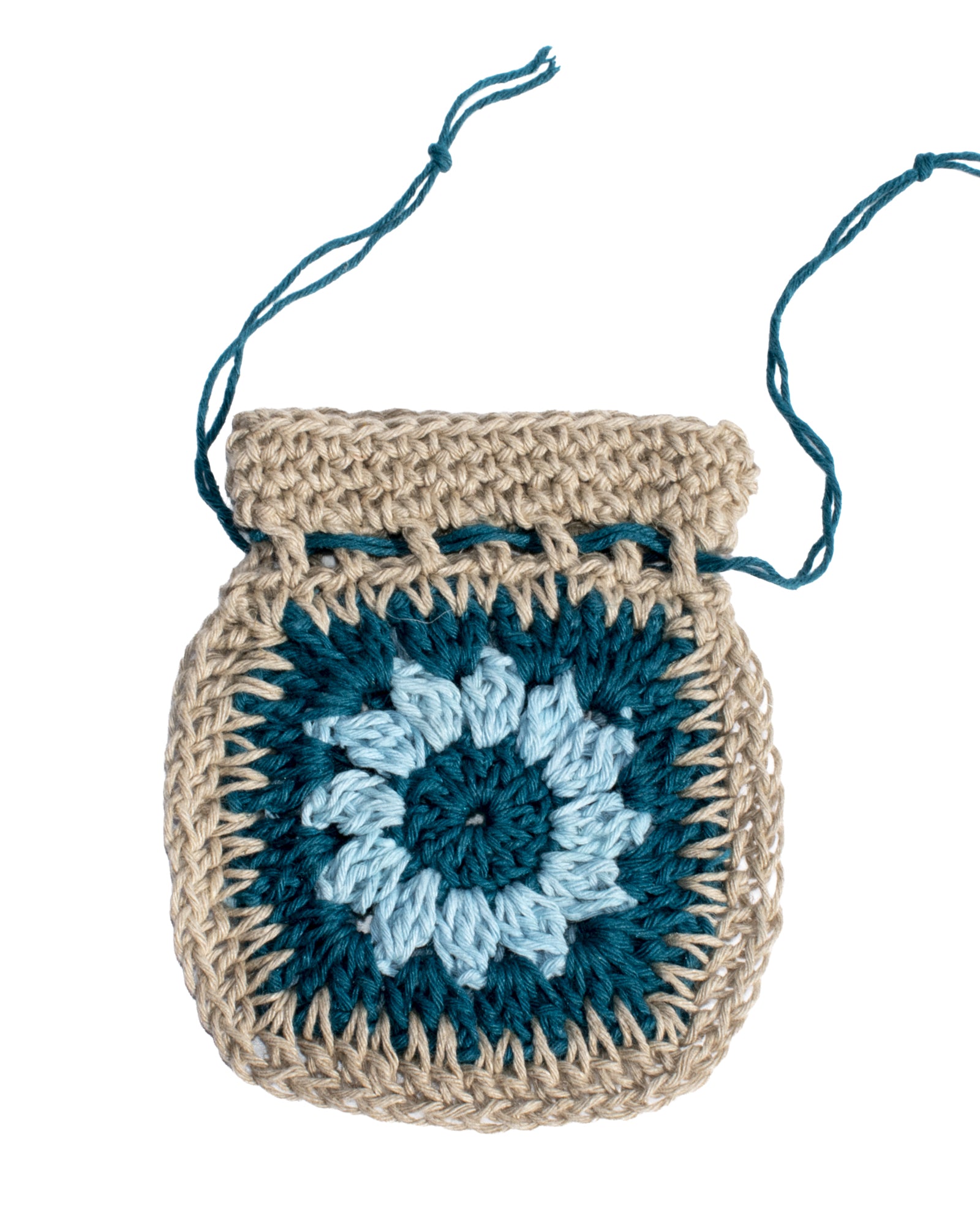 Hemp Yarn Crochet Kit - Blue Granny Square Pouch