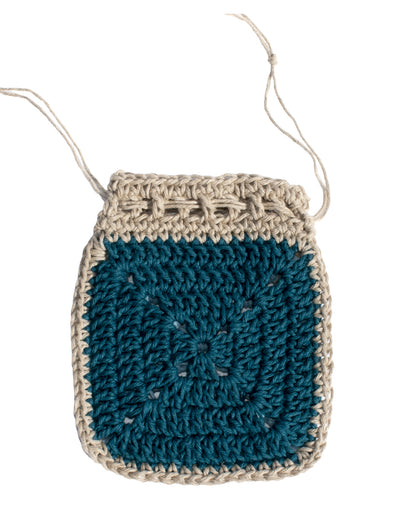 Hemp Yarn Crochet Kit - Blue Granny Square Pouch