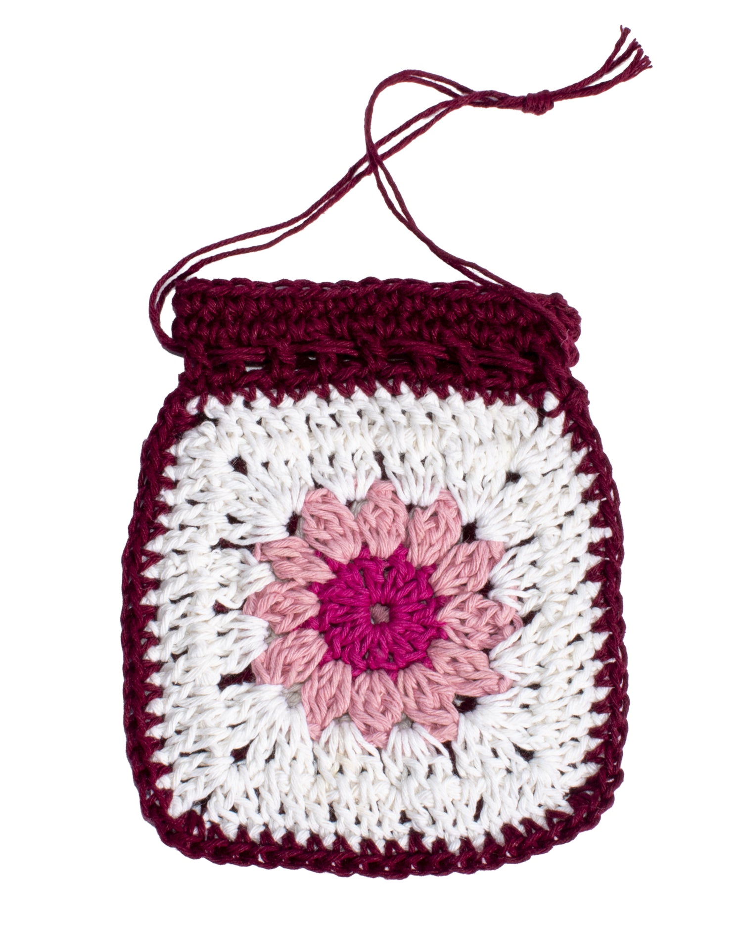 Hemp Yarn Crochet Kit - Pink Granny Square Pouch