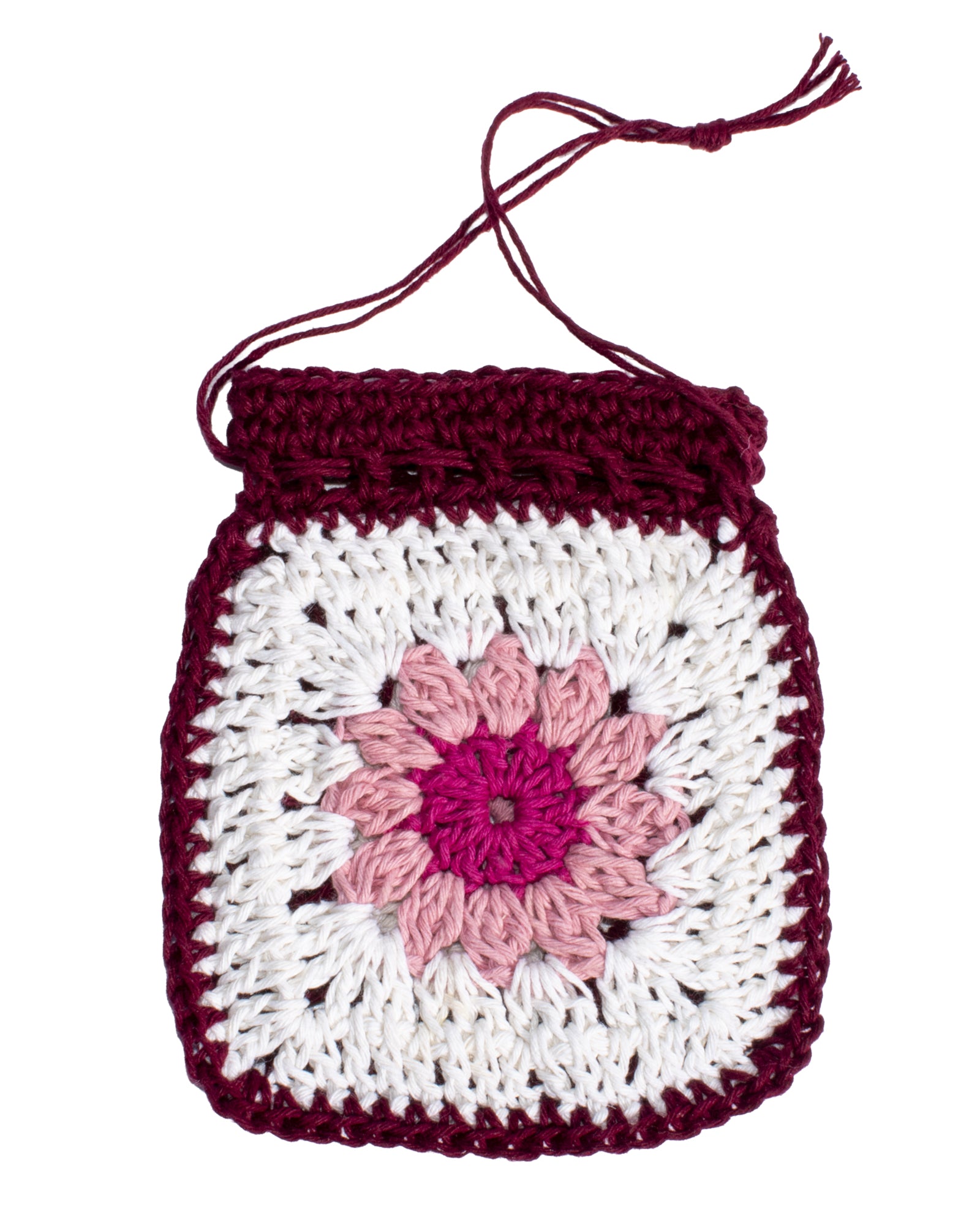 Hemp Yarn Crochet Kit - Pink Granny Square Pouch