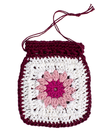 Hemp Yarn Crochet Kit - Pink Granny Square Pouch