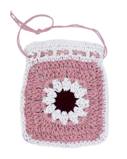 Hemp Yarn Crochet Kit - Pink Granny Square Pouch