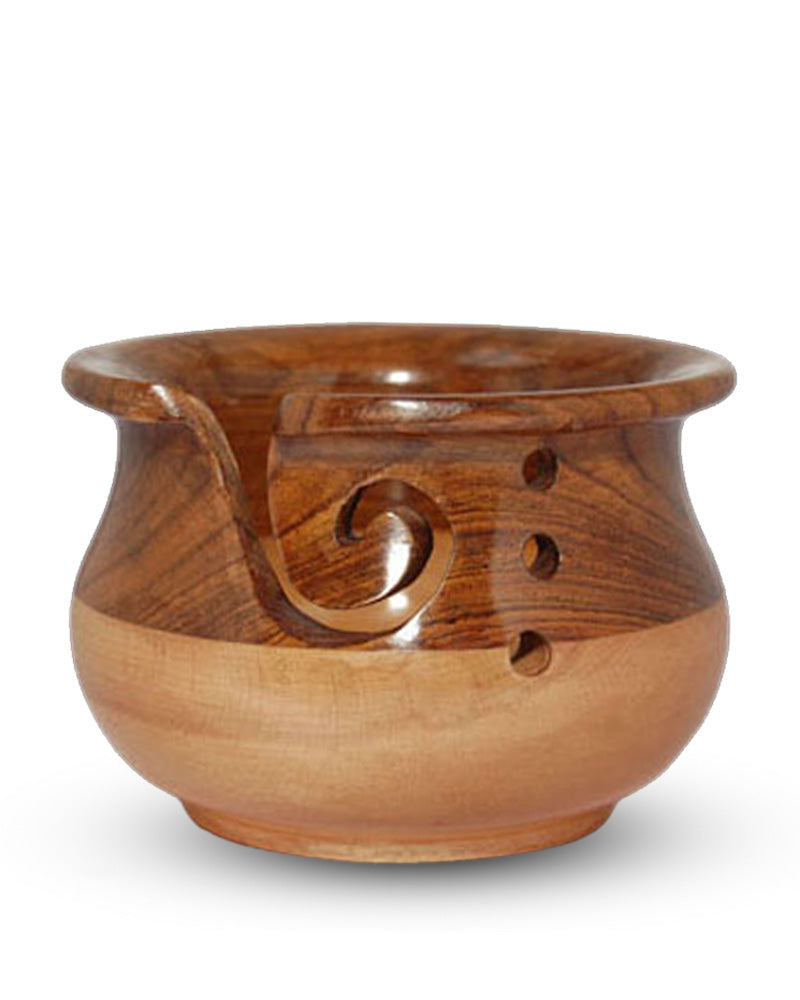 Yarn Bowl - Curvy Sheesham &amp; Steam Beech Wood