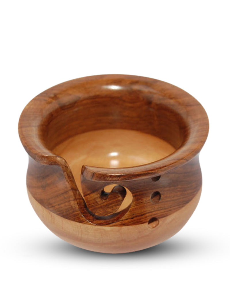 Yarn Bowl - Curvy Sheesham &amp; Steam Beech Wood