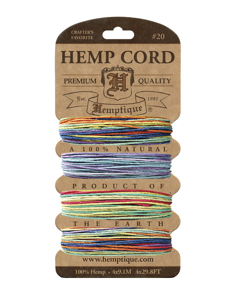 #20 (1mm) Hemp Cord Cards Variegated - Jewelry Making Cords | Hemptique