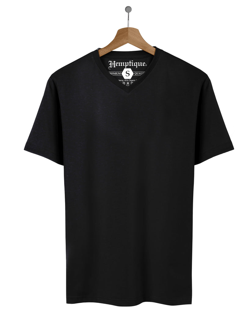 Black Hemp V-Neck T-Shirt