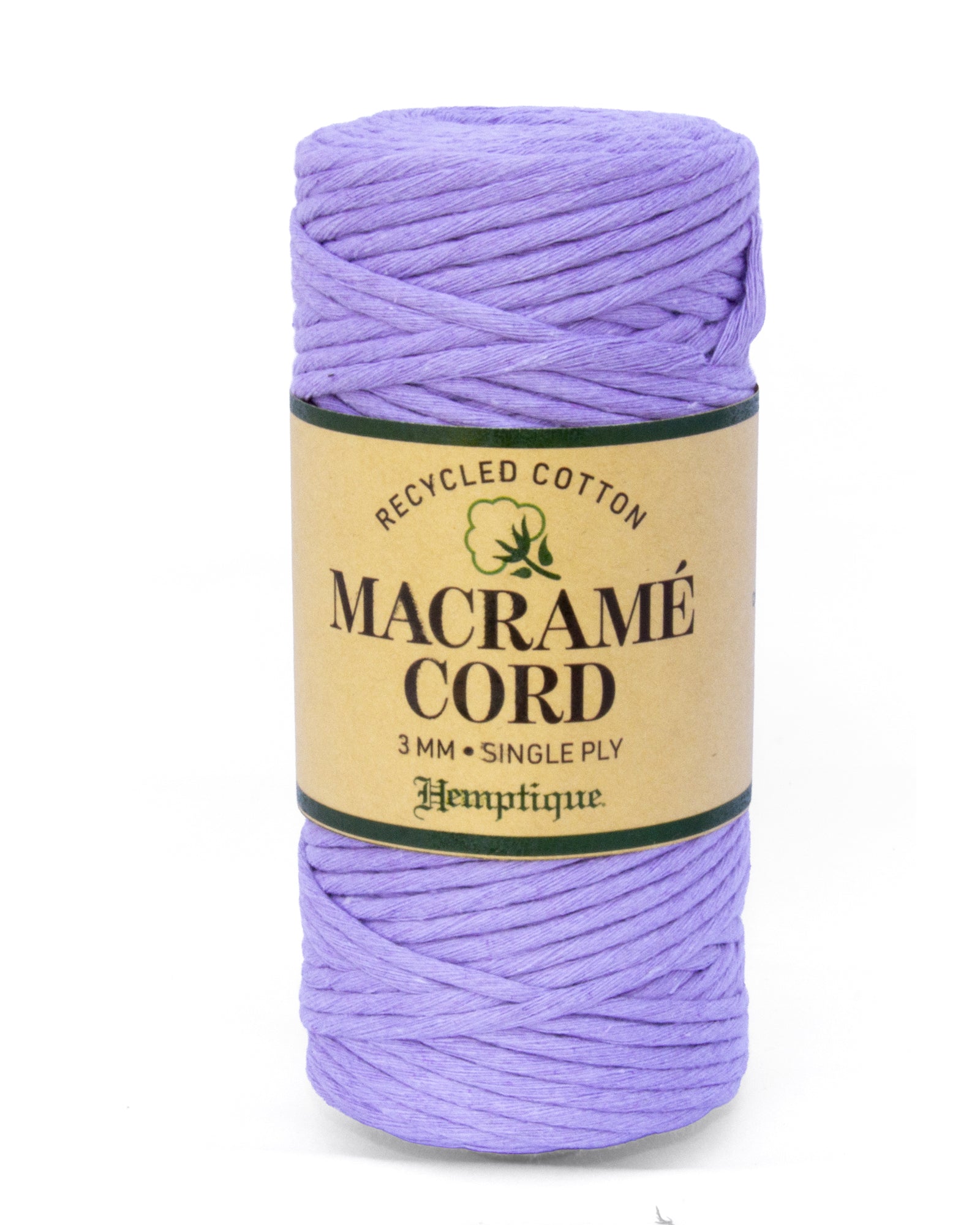 3mm Cotton Macrame Cord Purple  Hemptique 