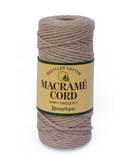 3mm Cotton Macrame Cord Mocha Hemptique 