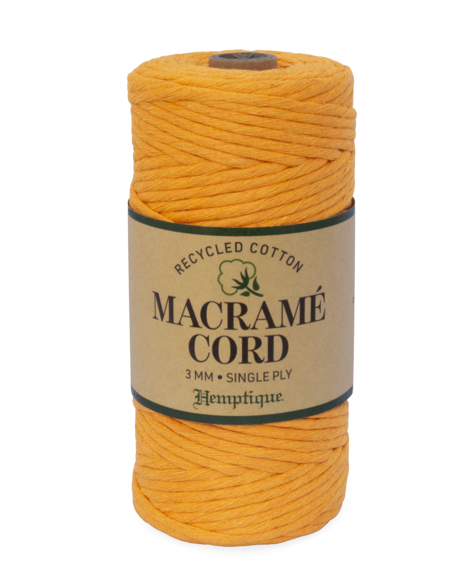 Yellow 3mm Cotton Macrame Cord Hemptique 