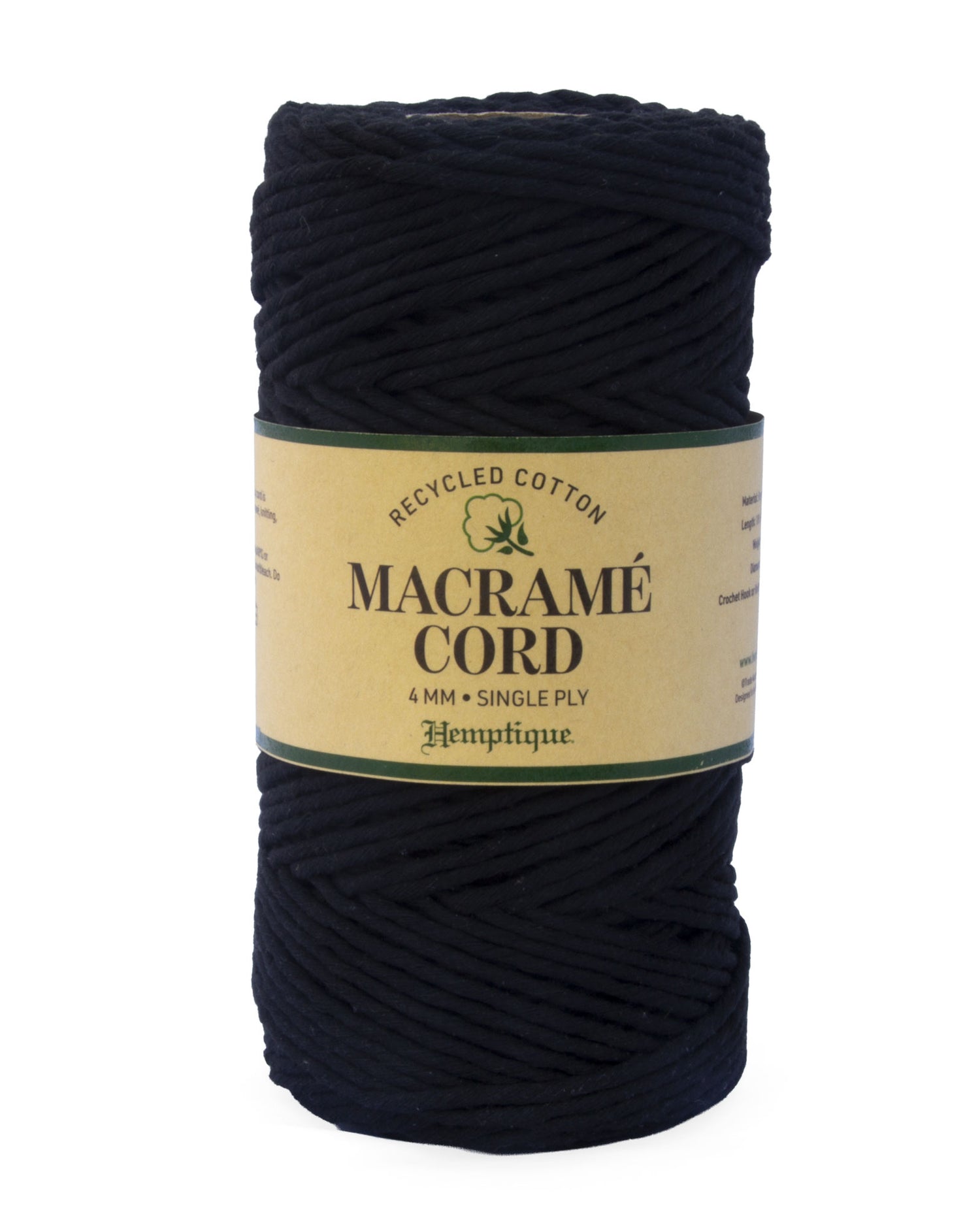 4mm Cotton Macrame Cord Black 