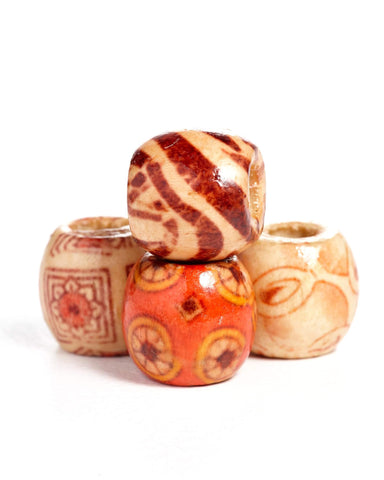 Tribal Painted Pattern Wood Beads