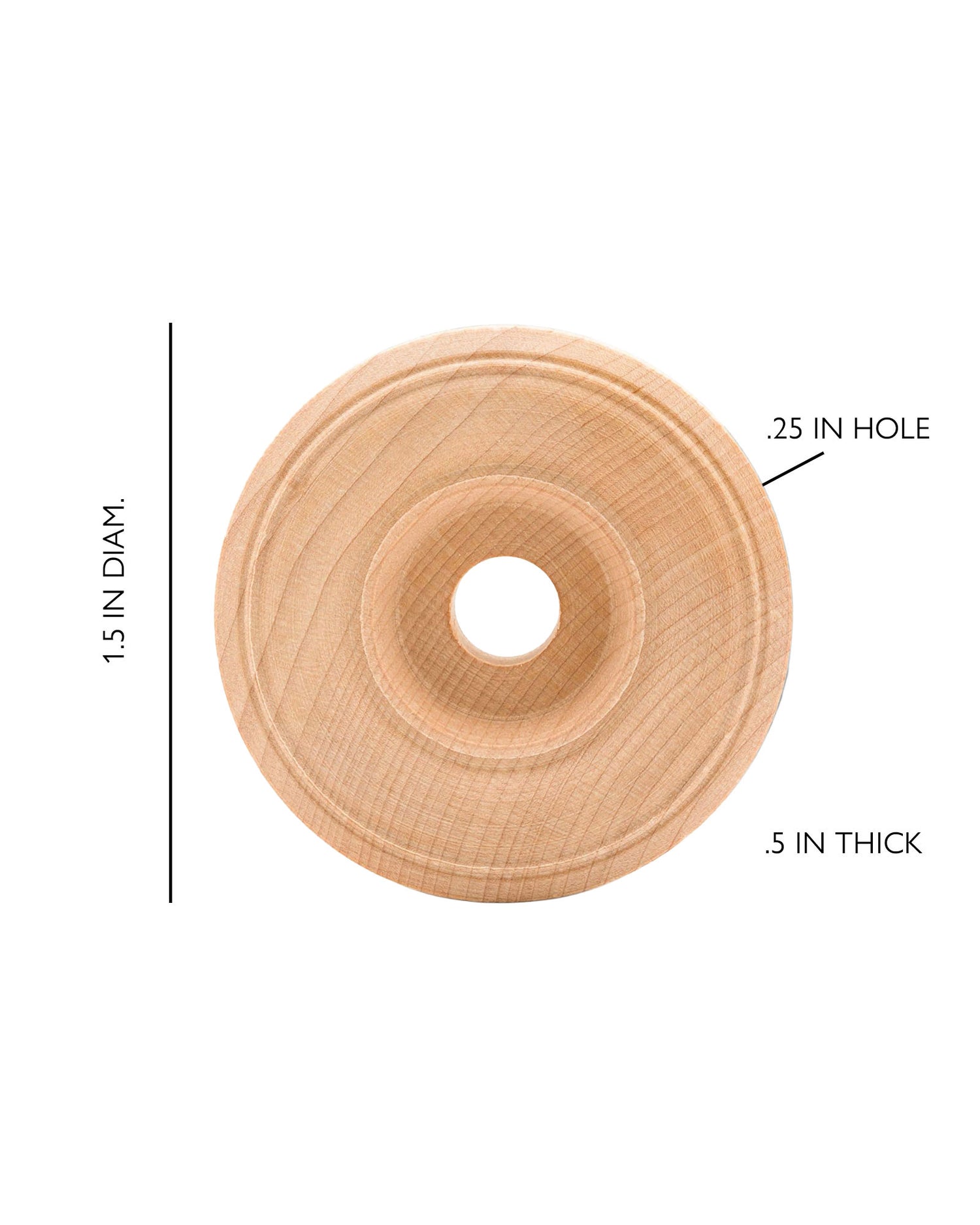 Wooden Toy Wheels with Tread 1.5 inch