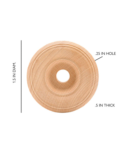 Wooden Toy Wheels with Tread 1.5 inch