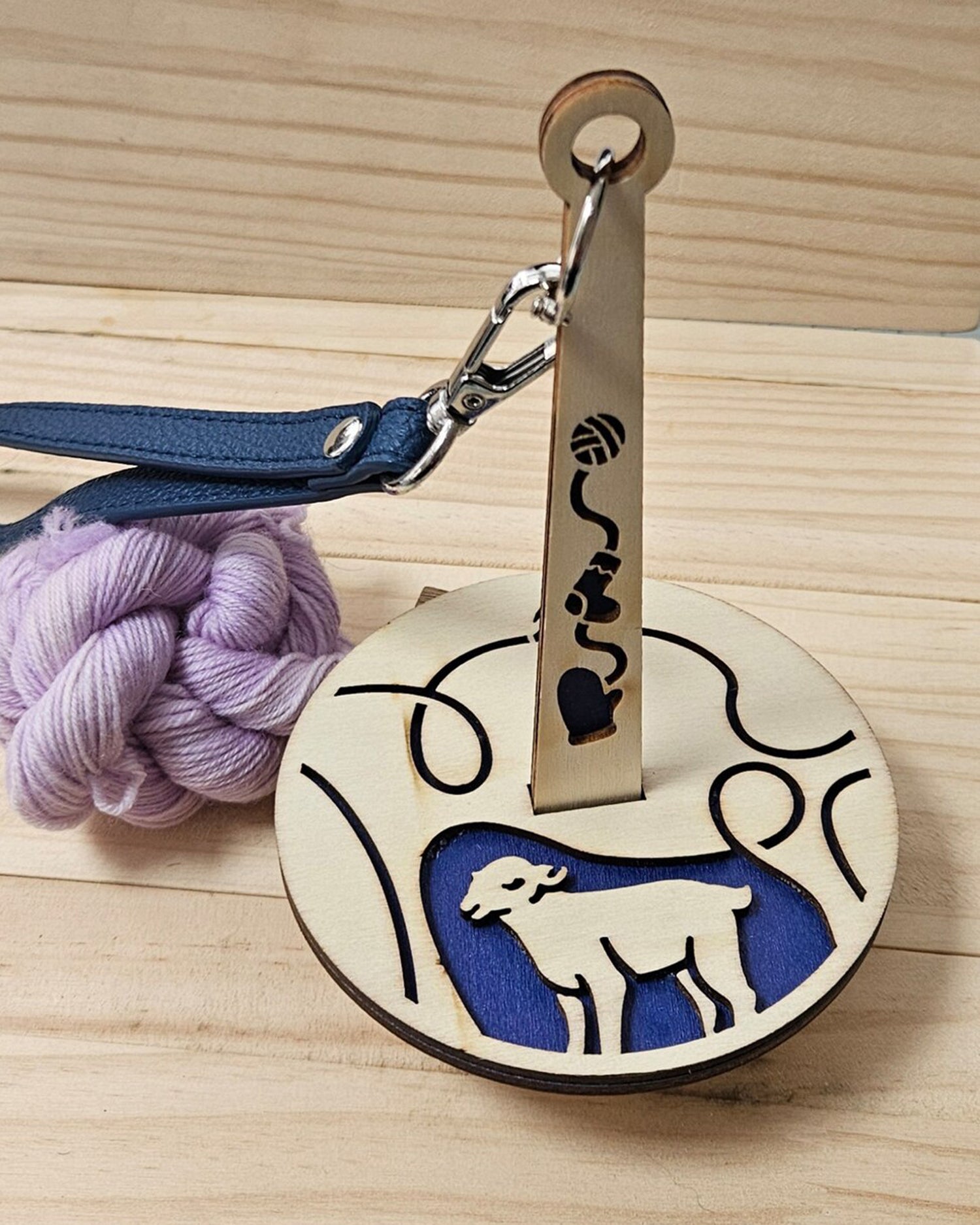 Wrist Yarn Holder - Blue Sheep Design