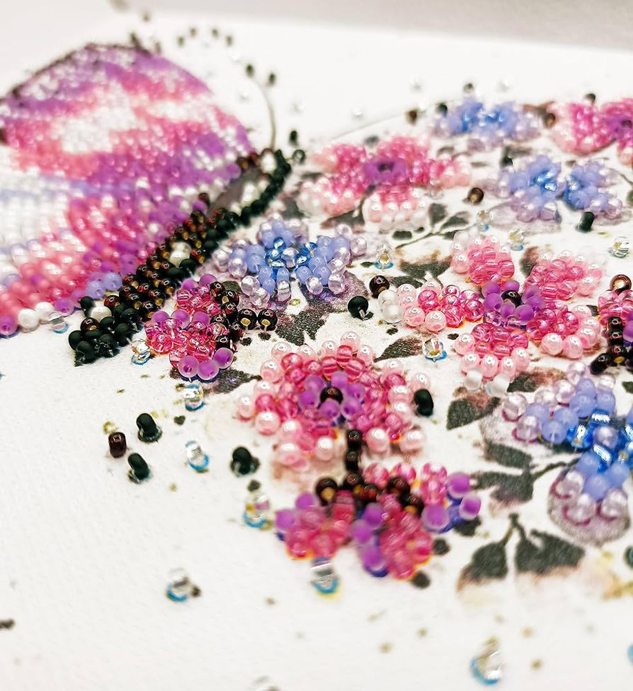 Mini Bead Embroidery Kit - Pink Wings