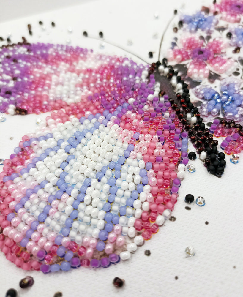 Mini Bead Embroidery Kit - Pink Wings