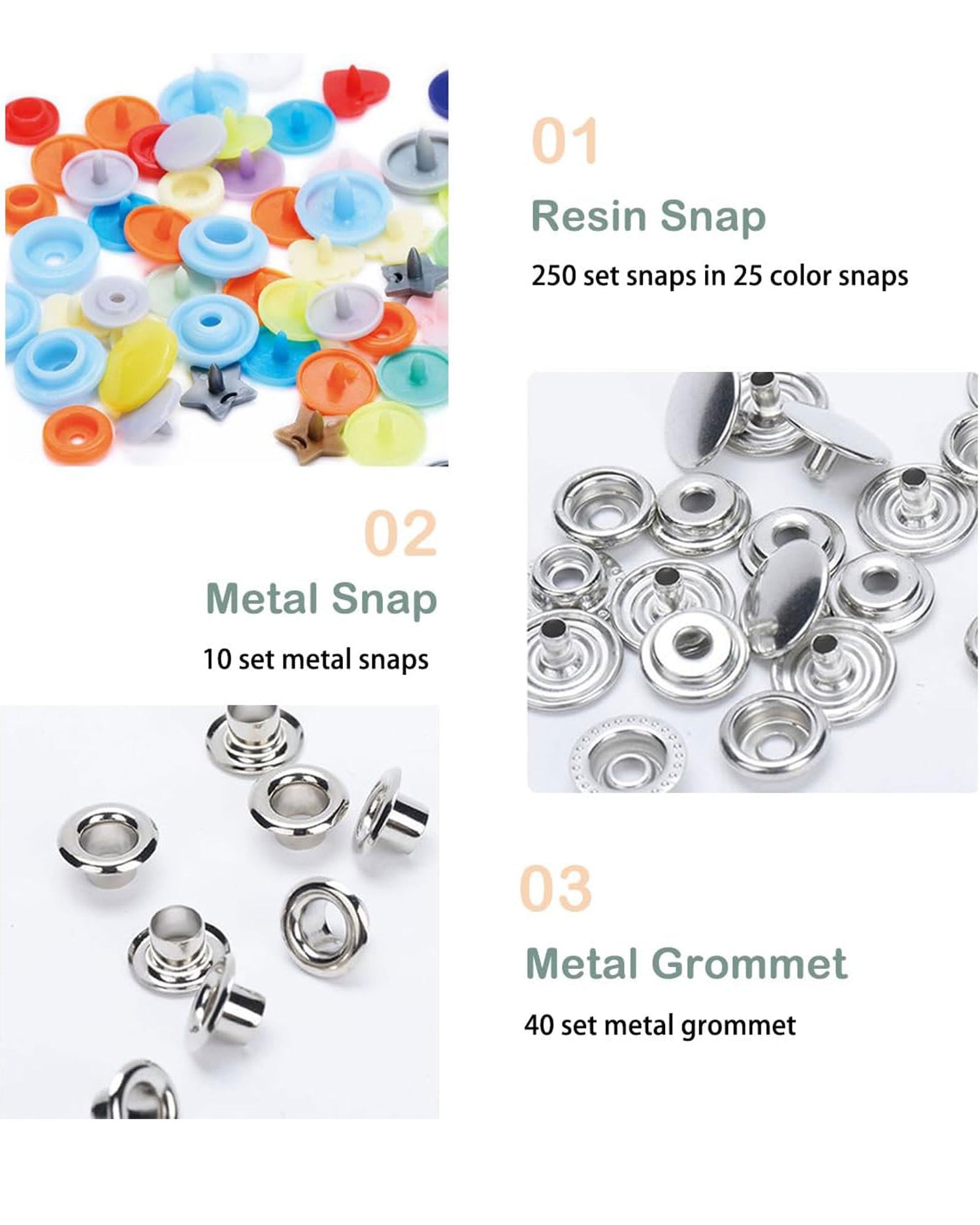 Plastic &amp; Metal Snap Button Set - Blue
