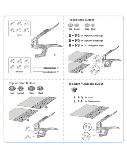 Plastic &amp; Metal Snap Button Set - Blue