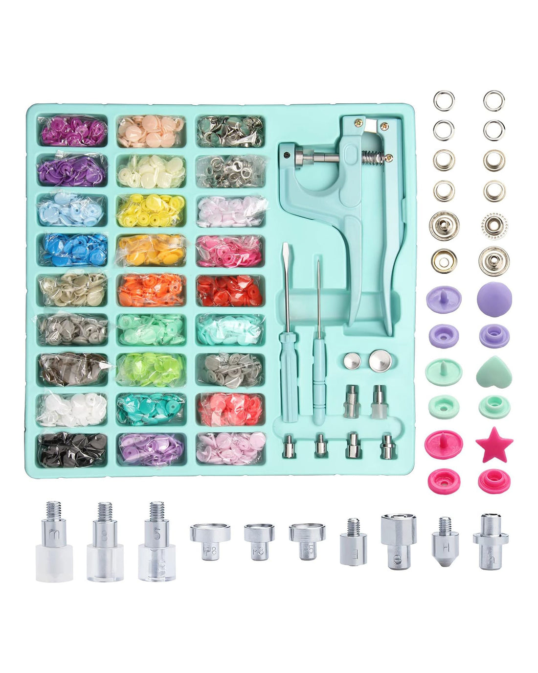 Plastic &amp; Metal Snap Button Set - Blue