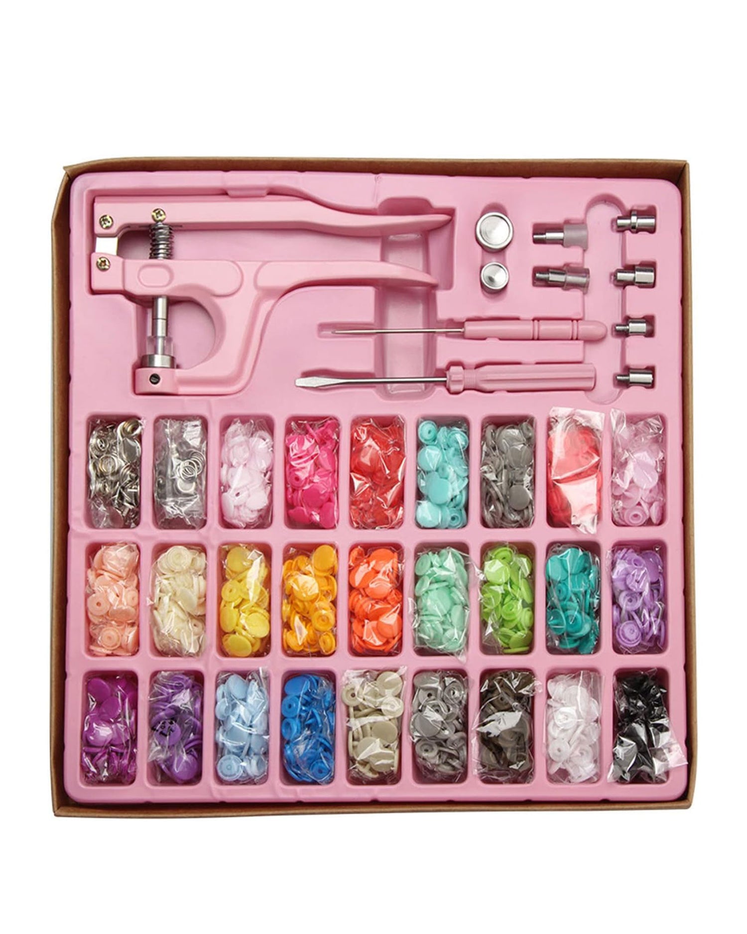 Plastic &amp; Metal Snap Button Set - Pink