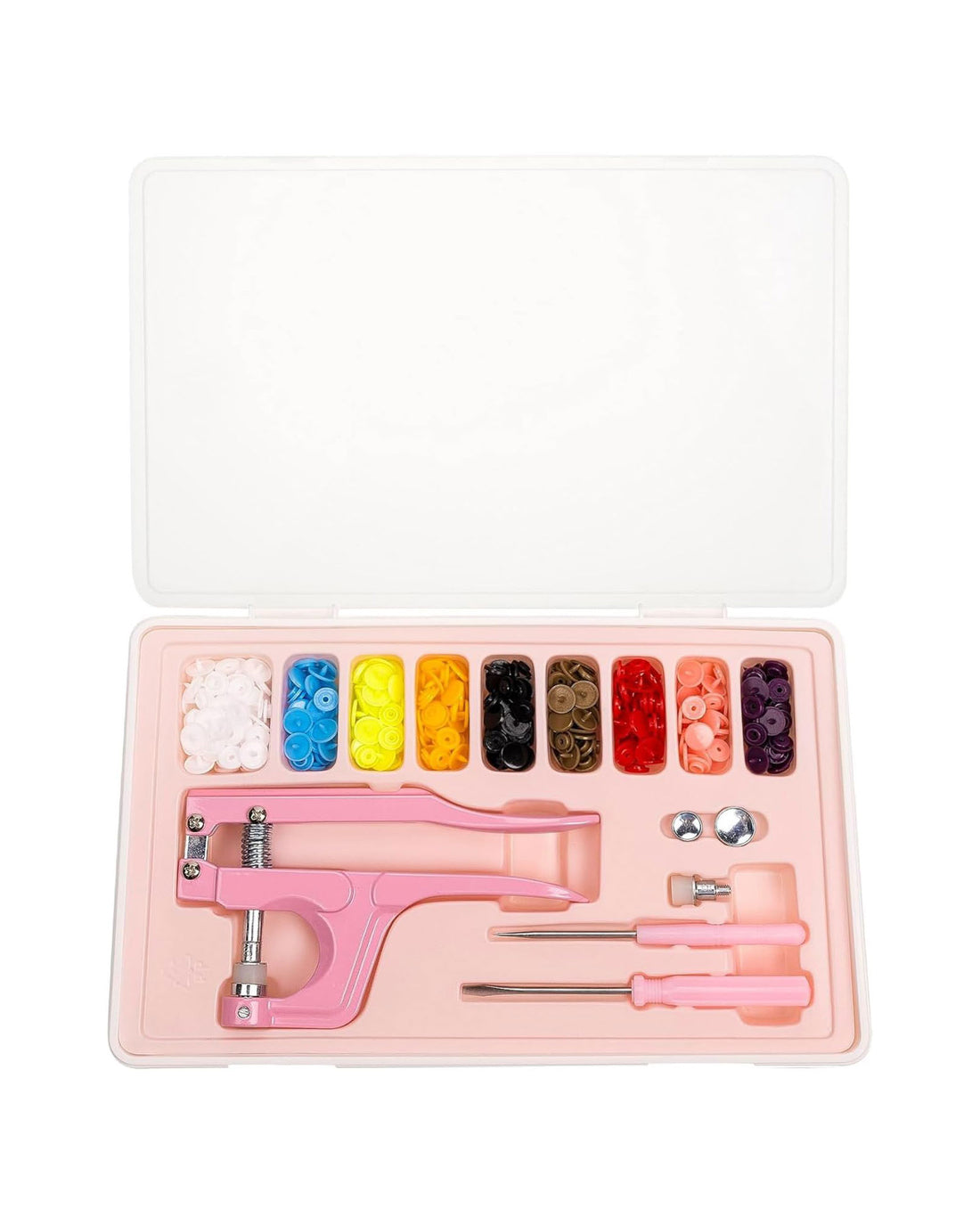 Snap Fastener Kit with 100 Sets of Snaps (Pink)