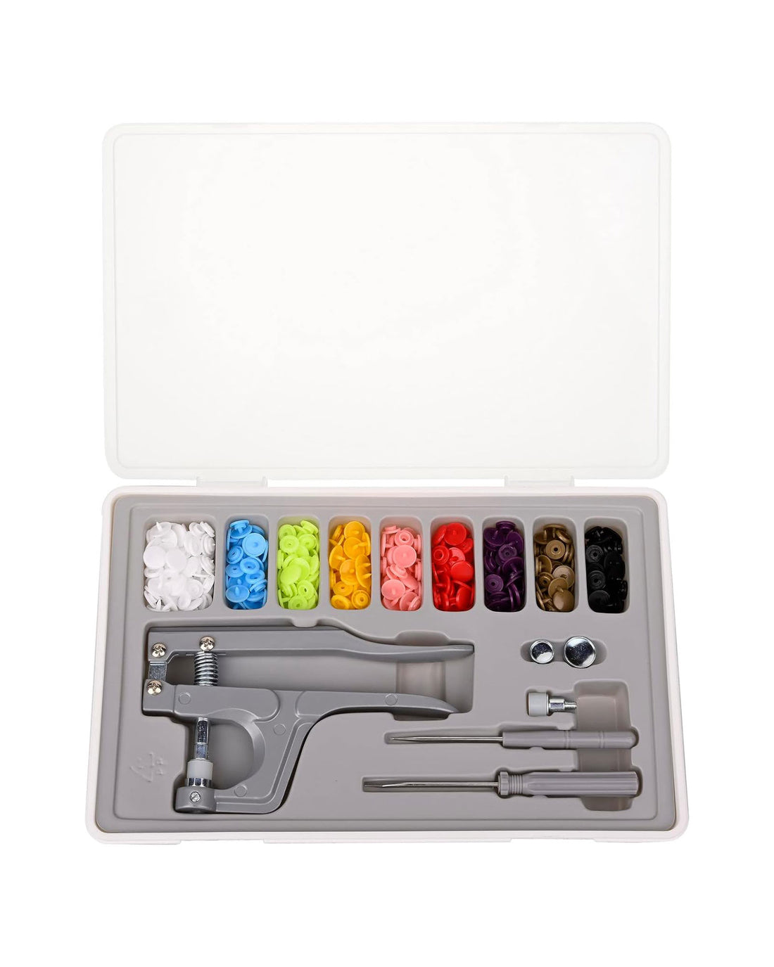 Snap Fastener Kit with 100 Sets of Snaps (Grey)