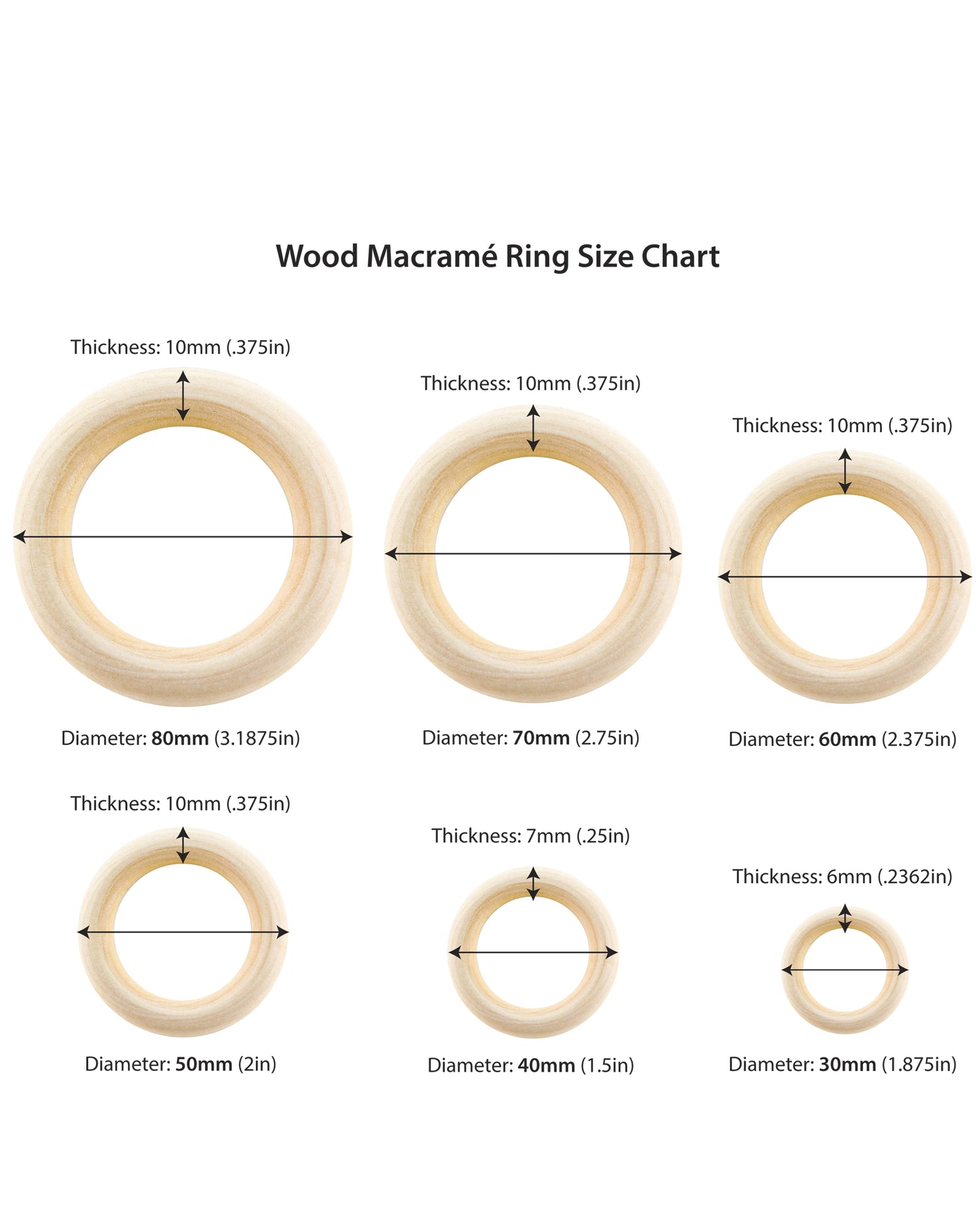 Wood Macramé Rings