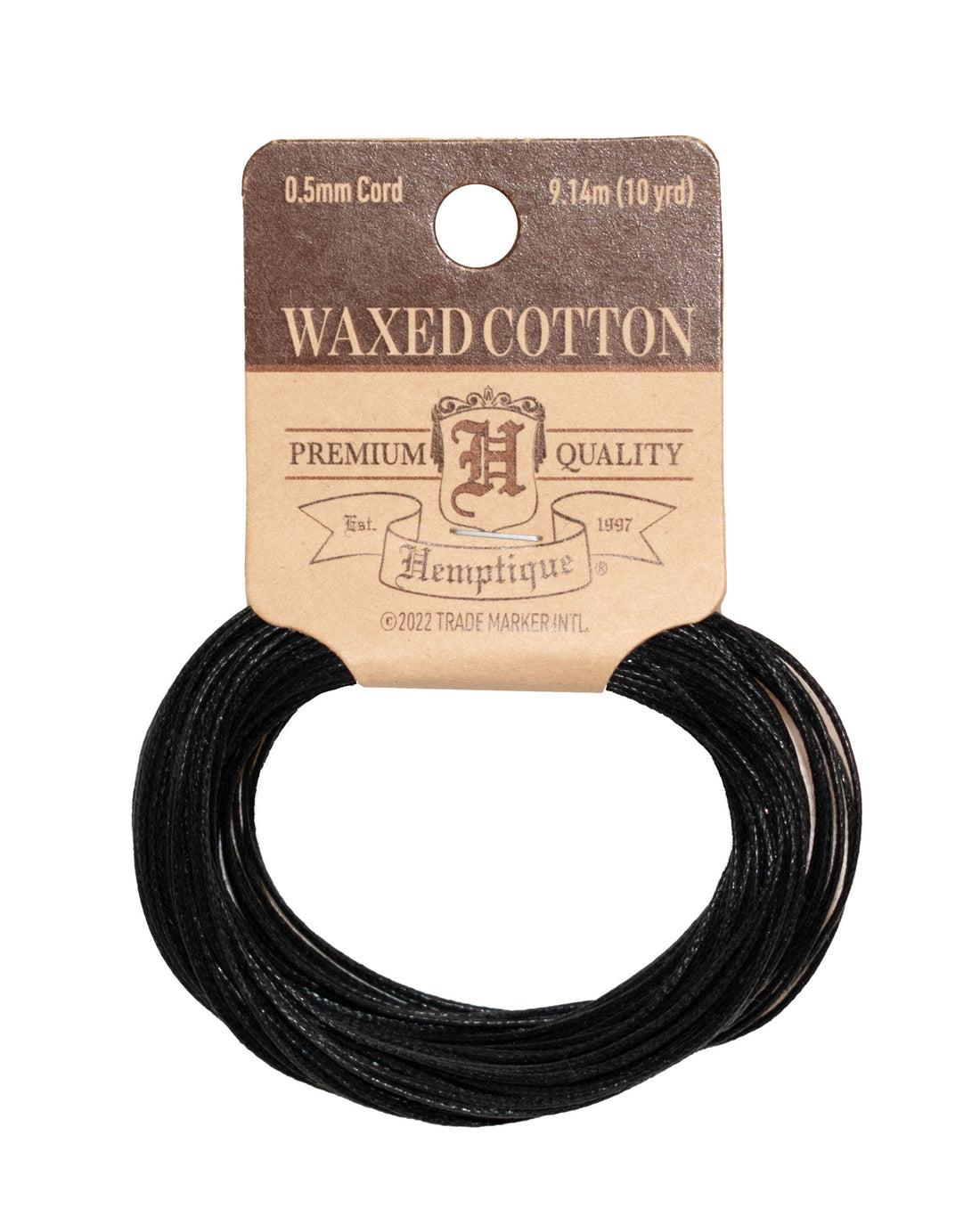 Waxed Cotton Cord 0.5mm Black, White, Natural, Brown Hemptique