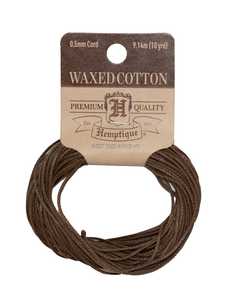 Waxed Cotton Cord Coil 0.5mm Brown