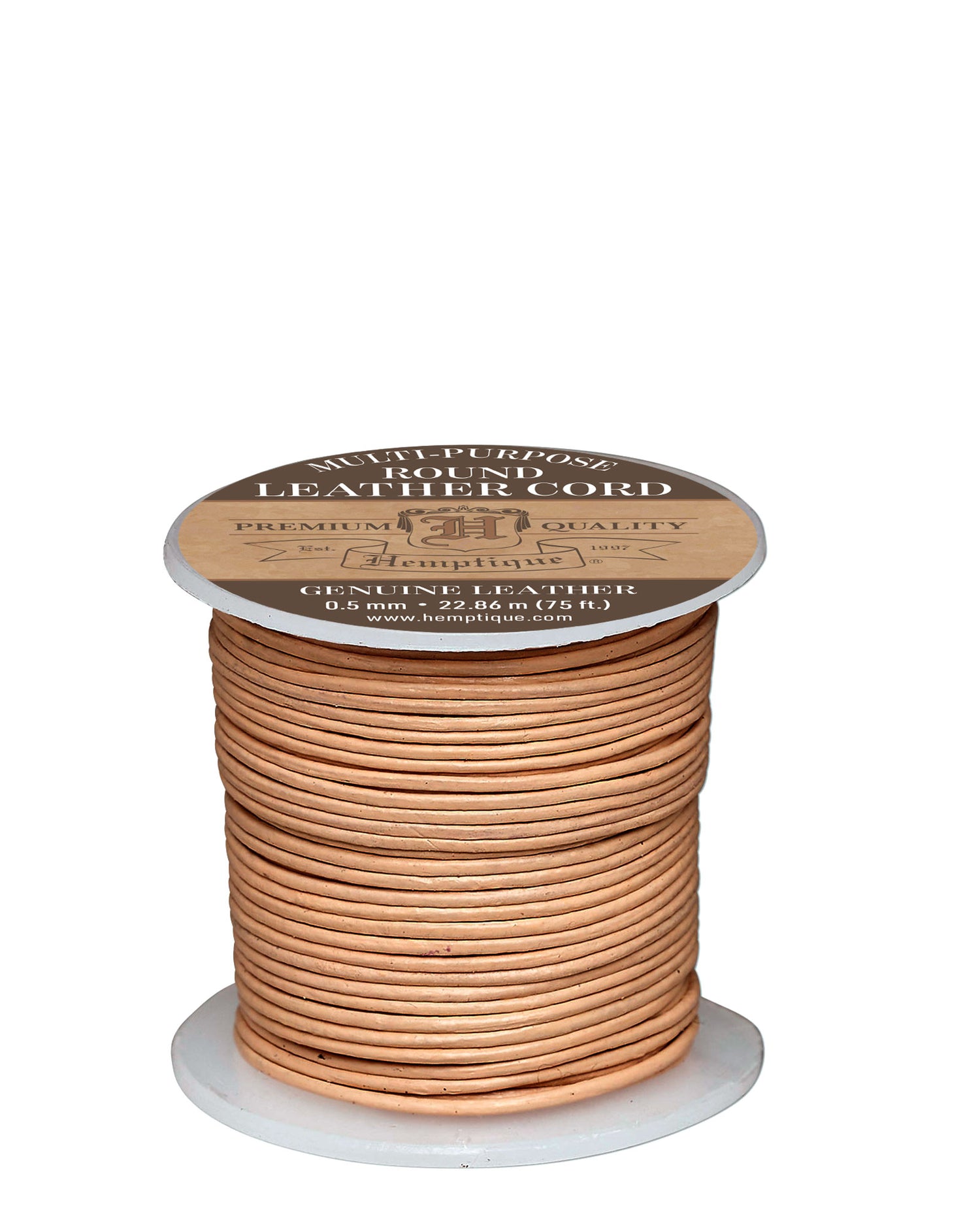 0.5mm Round Leather Cord Natural