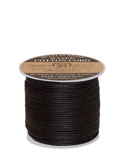 Waxed Cotton Cord 0.5mm Black