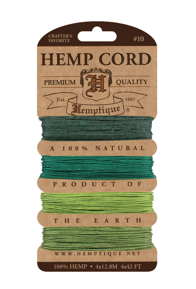 Hemp Cord Card 10 lb green shades