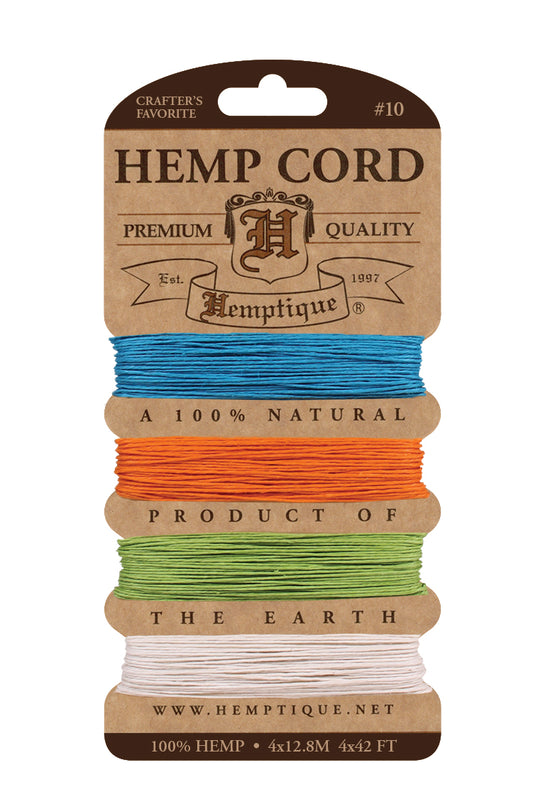 Hemp Cord Card 10 lb bright colors