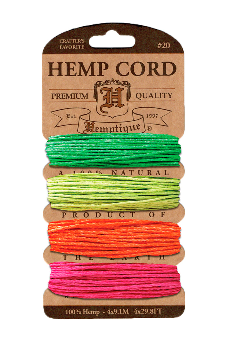 Hemp Cord Card 20lb Neon