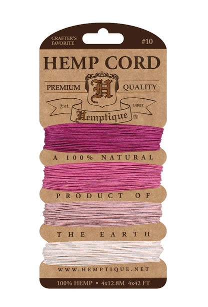 Hemp Cord Card 10 lb pink shades