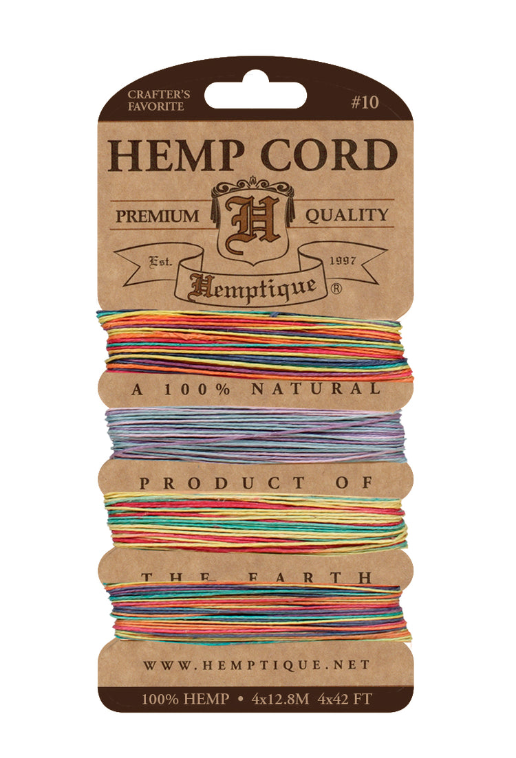 Hemp Cord Card 10 lb variegated 2