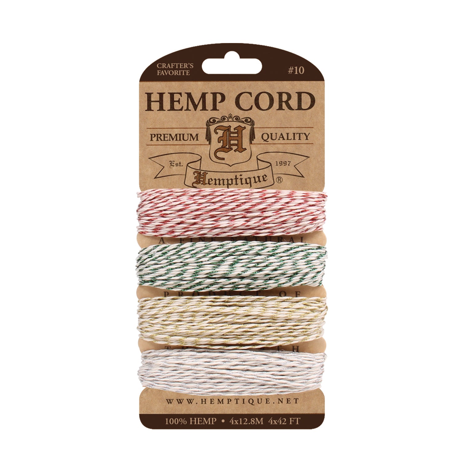 Hemp Cord Card 10 lb metallic twine