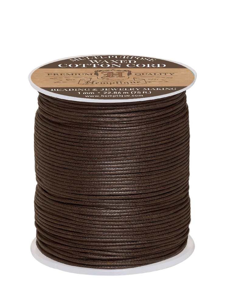 Waxed Cotton Cord 1mm Brown
