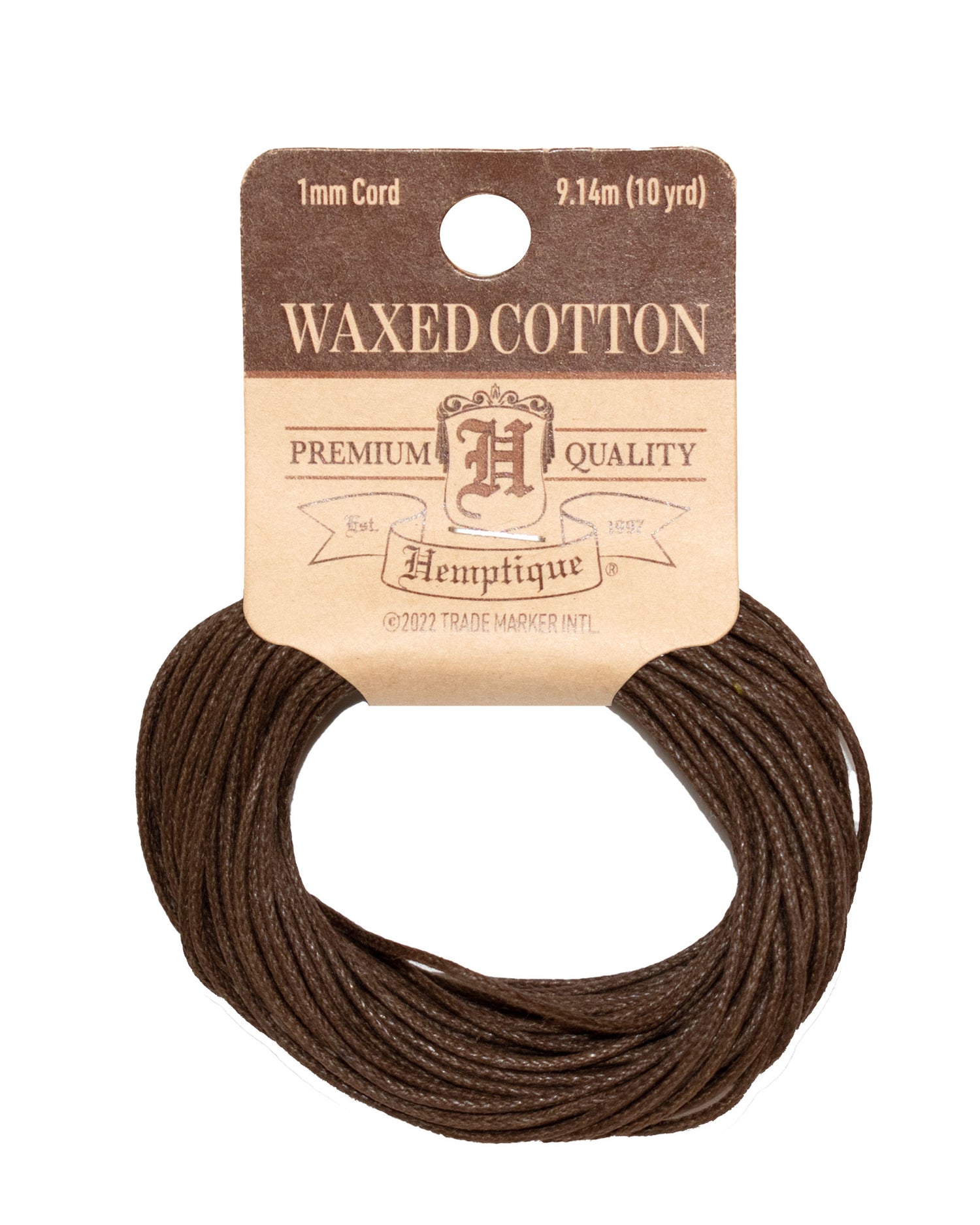 Waxed Cotton Cord Coil 1mm Brown