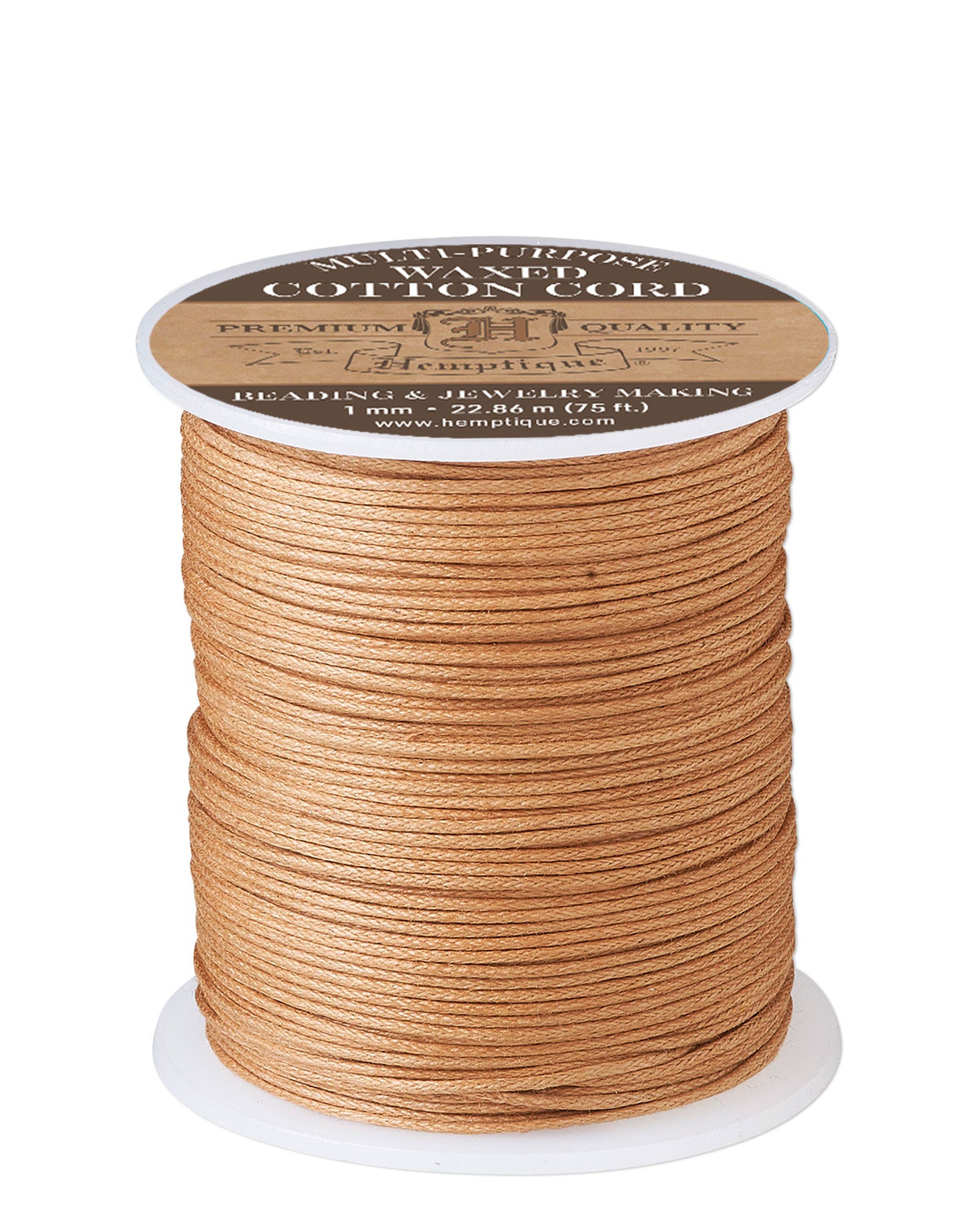 Waxed Cotton Cord 1mm Natural