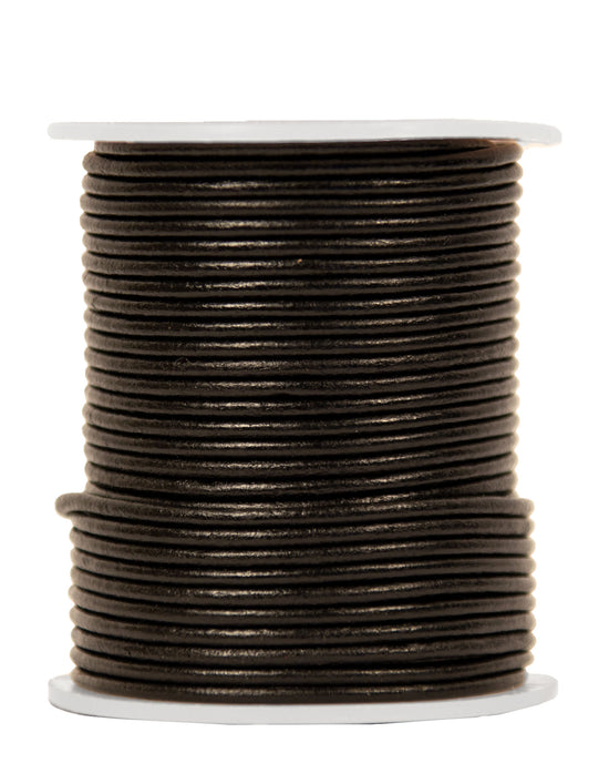 2mm Round Leather Cord Black