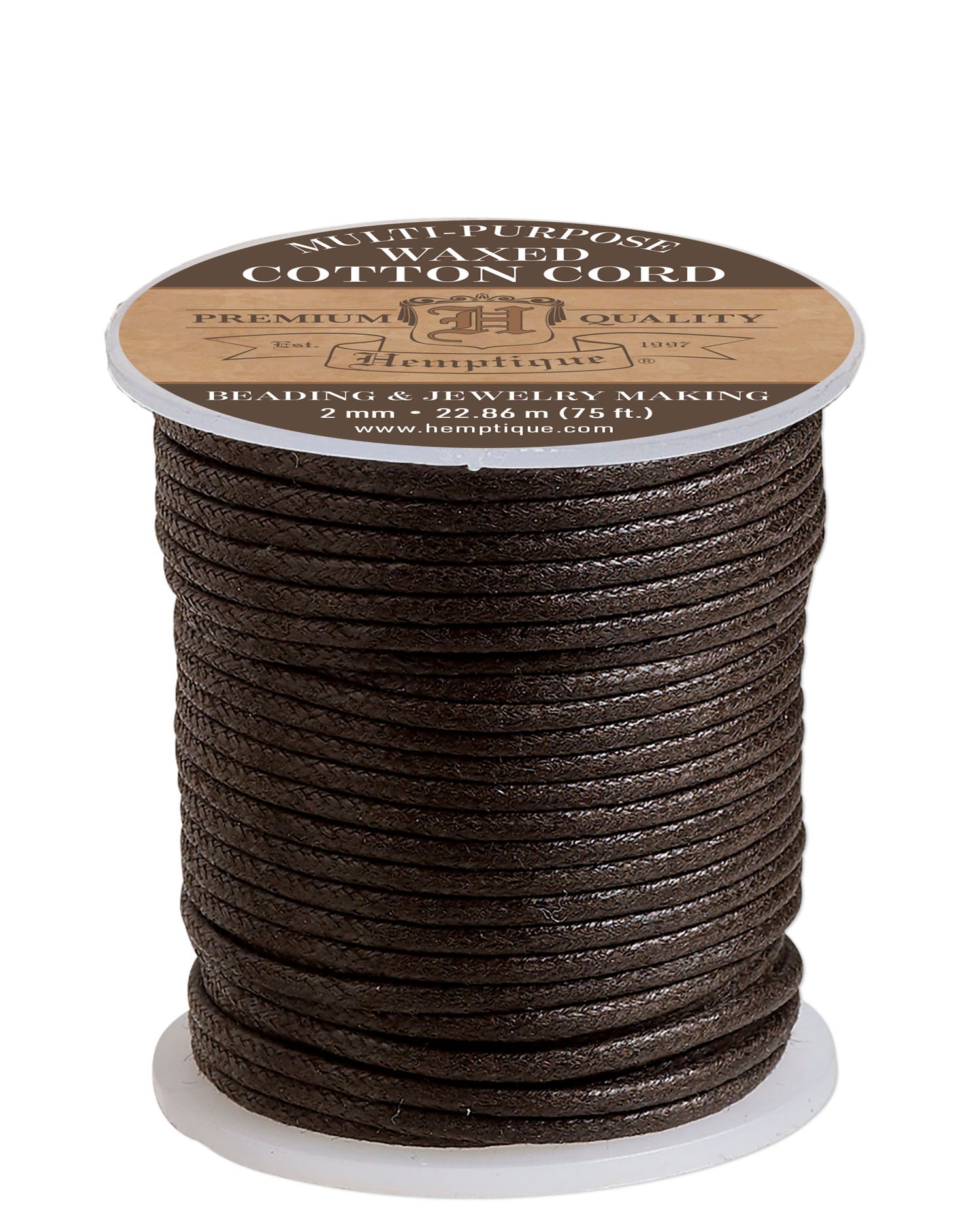 Waxed Cotton Cord 2mm Brown
