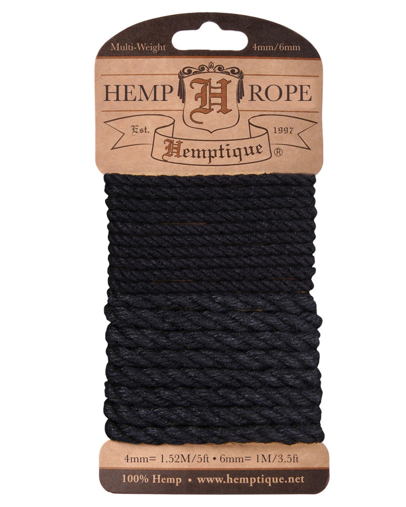 Multi-Weight Hemp Twisted Rope Cards Black