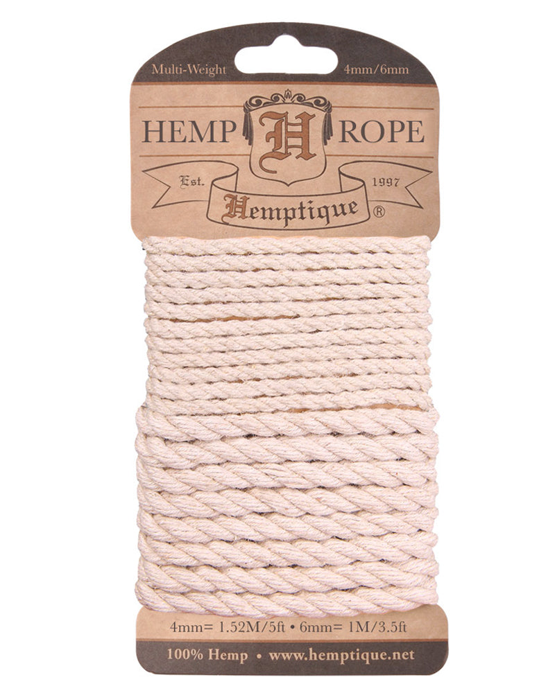 Multi-Weight Hemp Twisted Rope Cards Natural